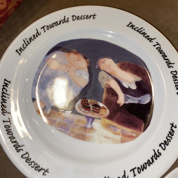 Plates (4) Erika Oller House Of Prill Dessert Salad Plates Chocolate Fruit LOT - Picture 4 of 7